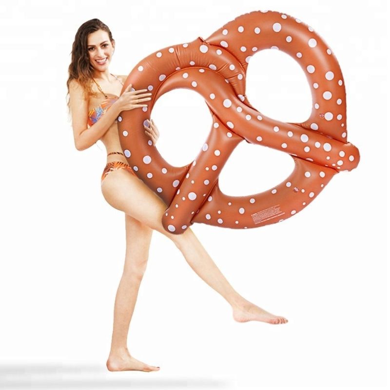 Large Bread Water Fun PVC Inflatable Pretzel Float Ring Swimming Pool Floats For Adults
