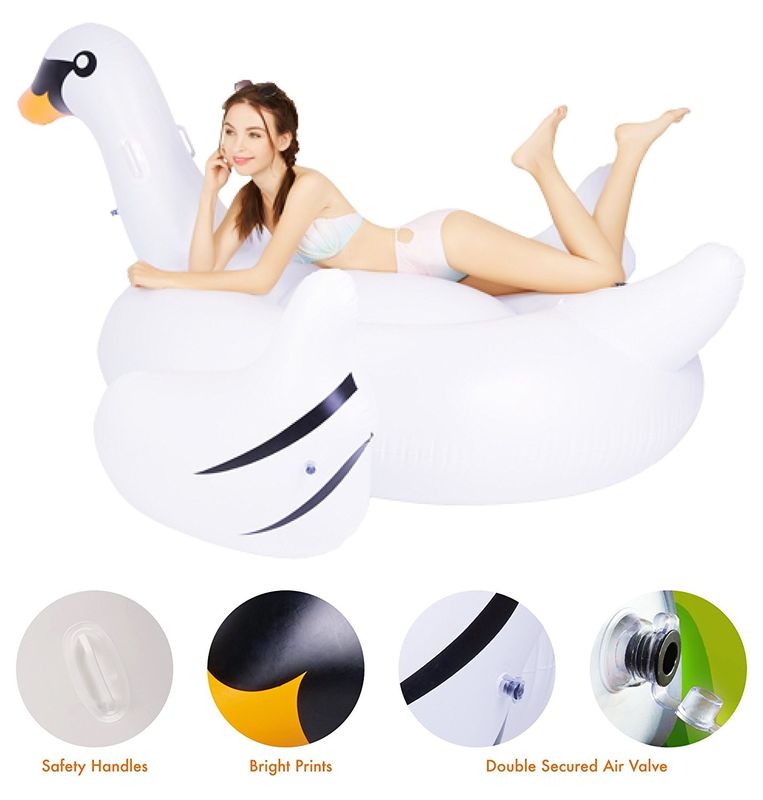 Large Inflatable Swimming Pool Float White Swan Floatie Toy 190 X 190 X 130CM