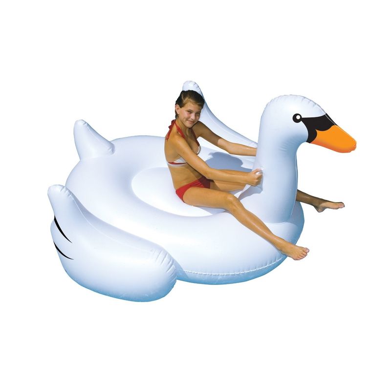 Large Inflatable Swimming Pool Float White Swan Floatie Toy 190 X 190 X 130CM