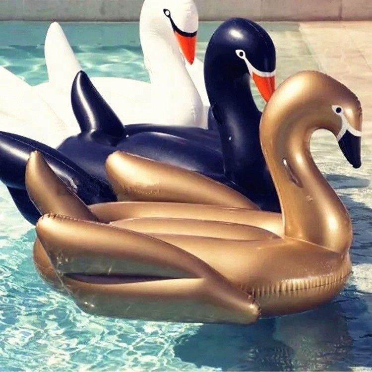 Black Inflatable Swan Swimming Ring For Party Time Flamingo Luxury Pool Floats For Adults