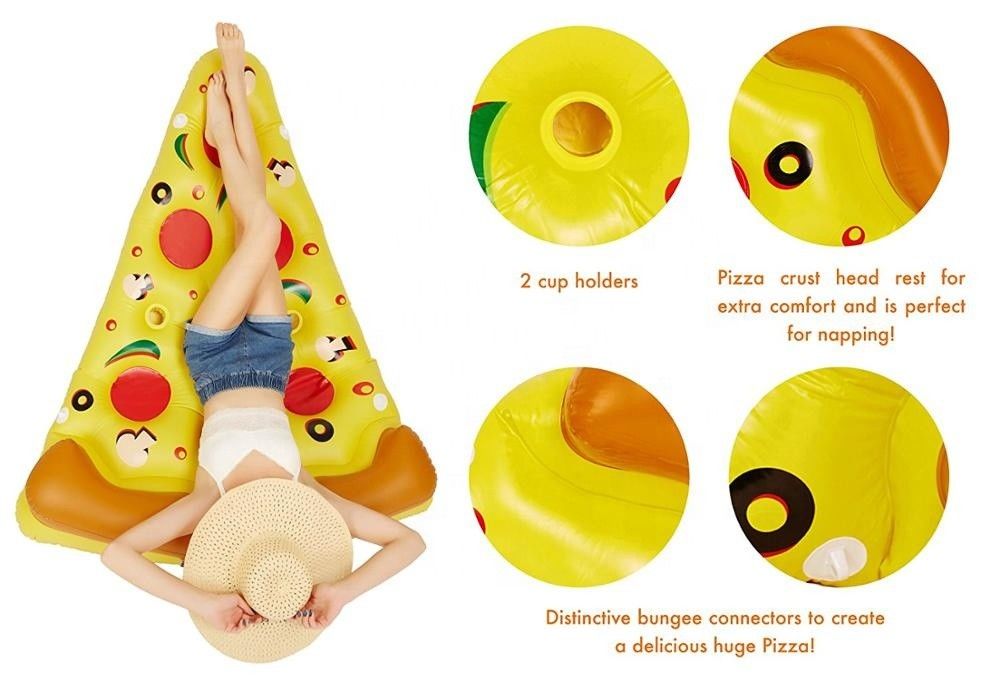 Outdoor Inflatable Pool Float 180 X 130cm Swim Water Blow Up Pizza Slice For Holder