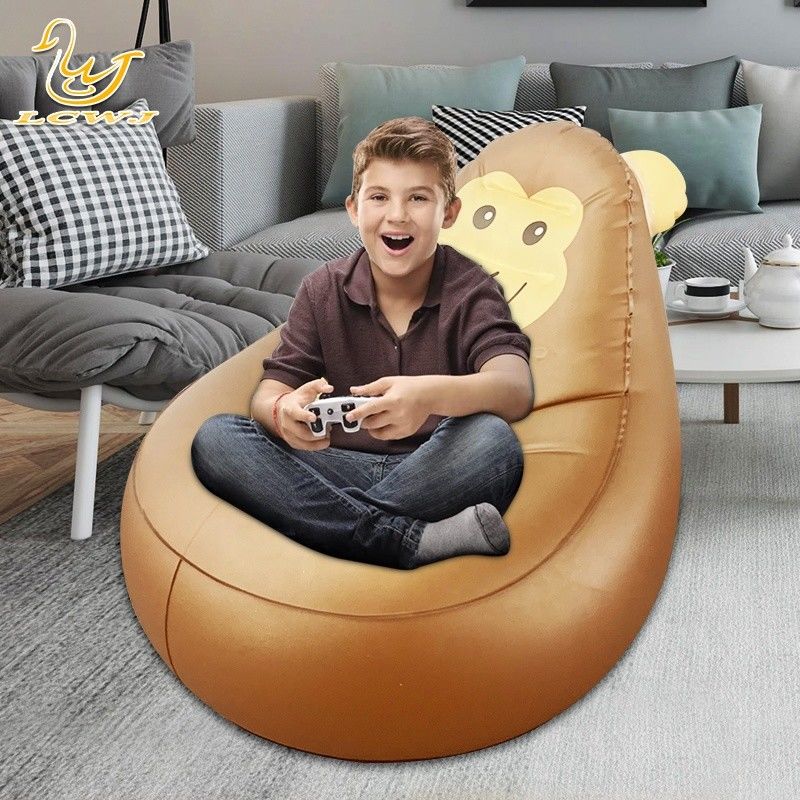 LC Chimpanzee Animal Design Inflatable Collapsible Lounge Blow up Couch Chair Sofa with Remote Control Light