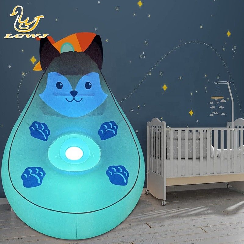 Cute Panda Fox Shape Air Filled Camping Chair Foddable Air Lounge Sofa For Children