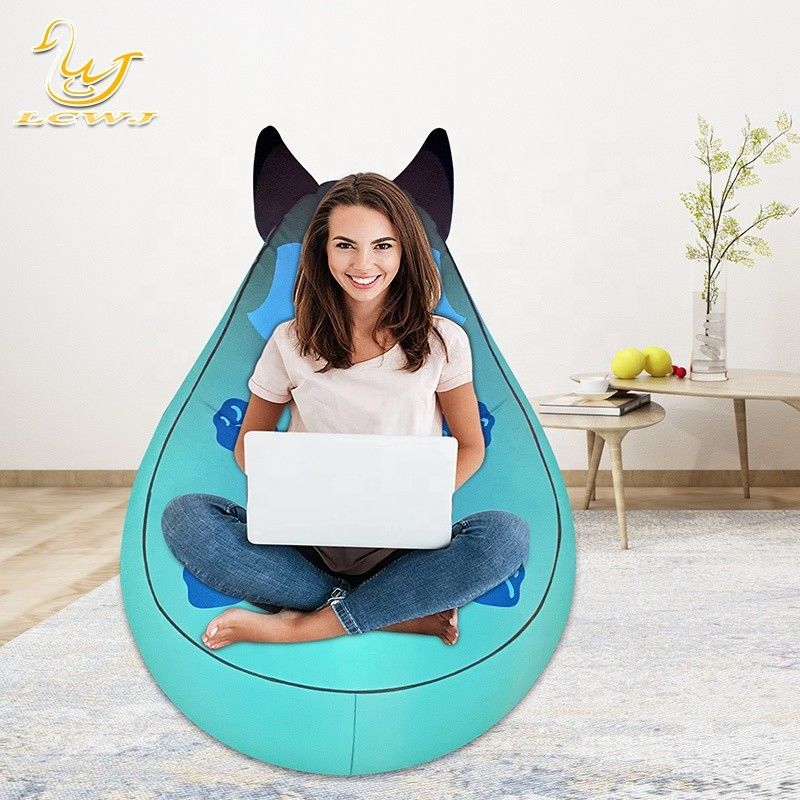 Cute Panda Fox Shape Air Filled Camping Chair Foddable Air Lounge Sofa For Children