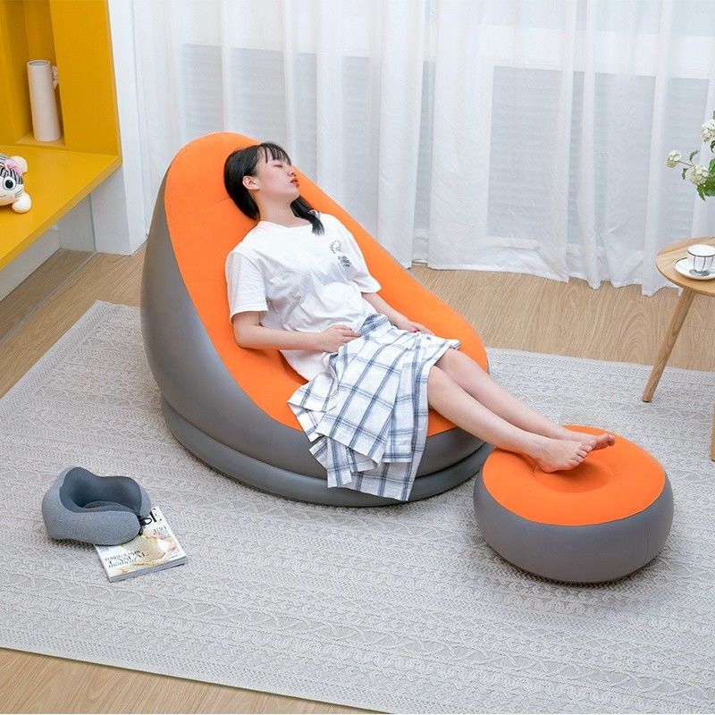 Flocked PVC Air Mattress Sofa Bed 110CM Outdoor Indoor Inflatable Beach Sofa