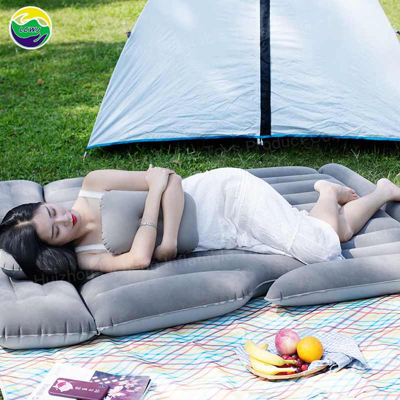 Pvc Flocking Inflatable Lounge Chair Adult Queen Size Large Camping Bed Cushion