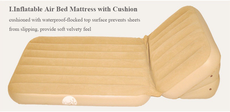 Inflatable Flocked Blow Up Outdoor Furniture Double Side Air Bed Mattress 0.35mm
