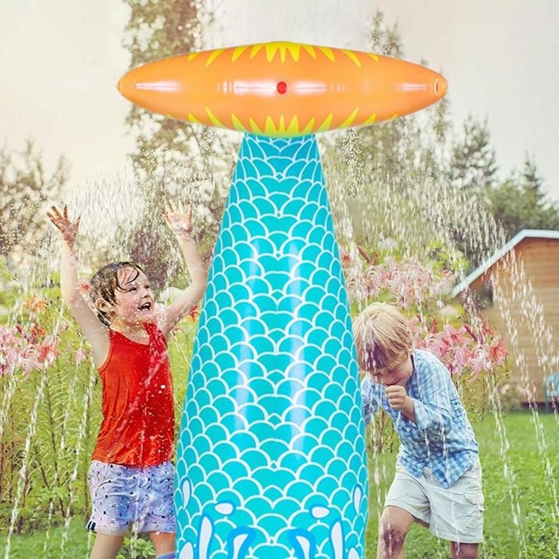 LC Huge Inflatable Mermaid Tail Sprinkler Premium Thick Eco Friendly PVC Sprays Water From Tail 6'