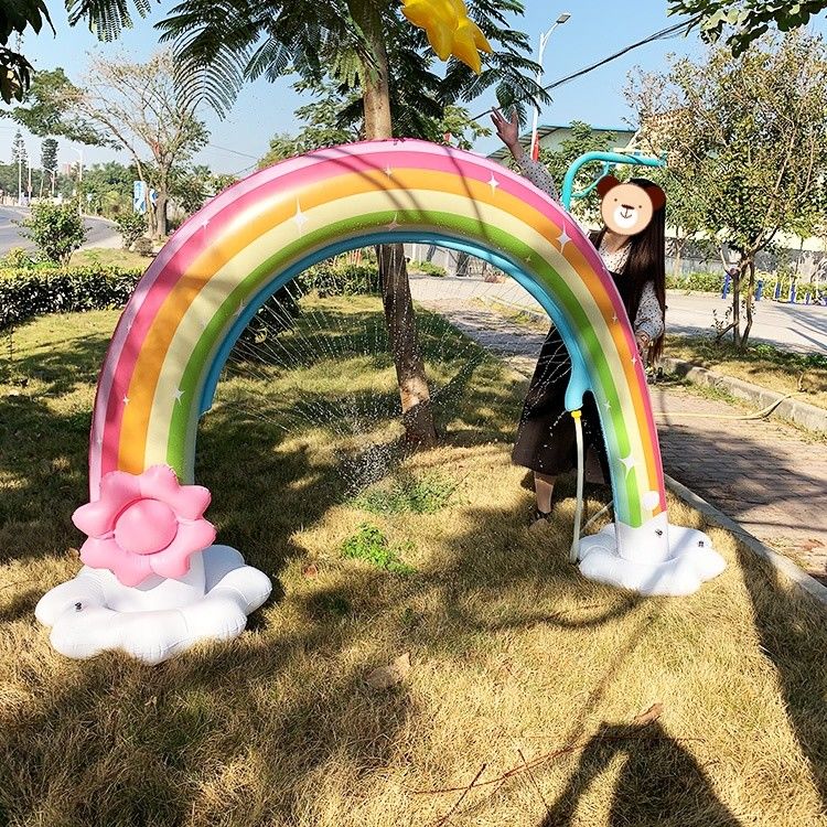 Inflatable Giant Beach Ball Sprinkler 6 Feet Water Rainbow Arch Toy For Infants