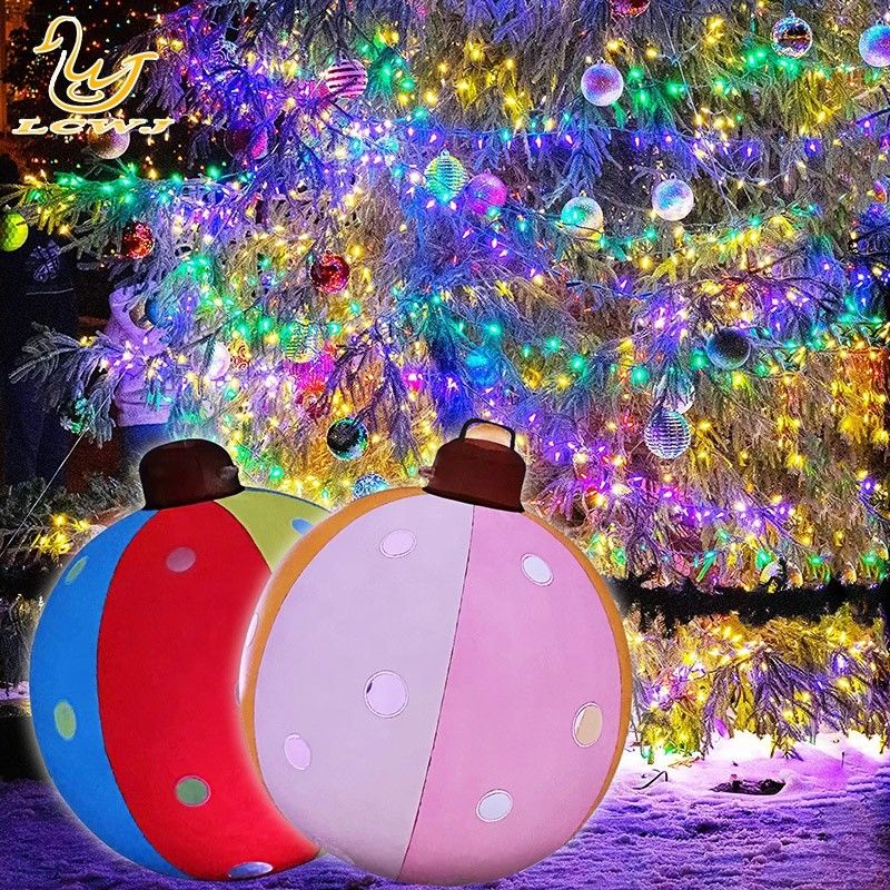 60cm Outdoor Inflatable Toy Ornament Decorated Pvc Inflatable Christmas Balls With Light