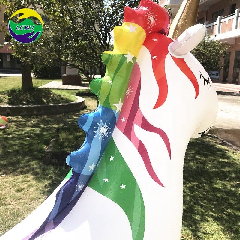 PVC Unicorn Outdoor Inflatable Toy 100kg Sprinkler Gifts Mat Supplier For Ground