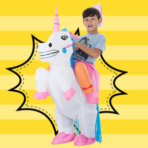 Adults Child Plastic Inflatable Toys Unicorn Rider Costumes For Christmas