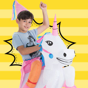 Adults Child Plastic Inflatable Toys Unicorn Rider Costumes For Christmas