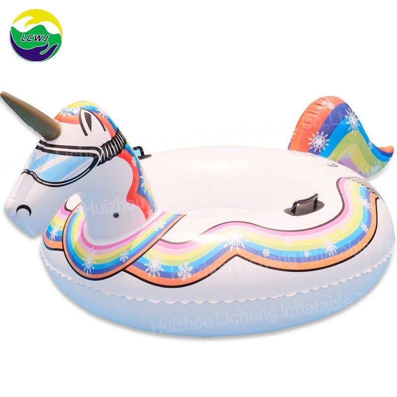 PVC Winter Inflatable Snow Toys 190CM Air Unicorn Snow Sled For Adults