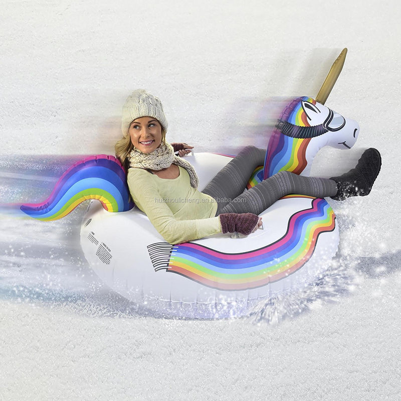 PVC Winter Inflatable Snow Toys 190CM Air Unicorn Snow Sled For Adults