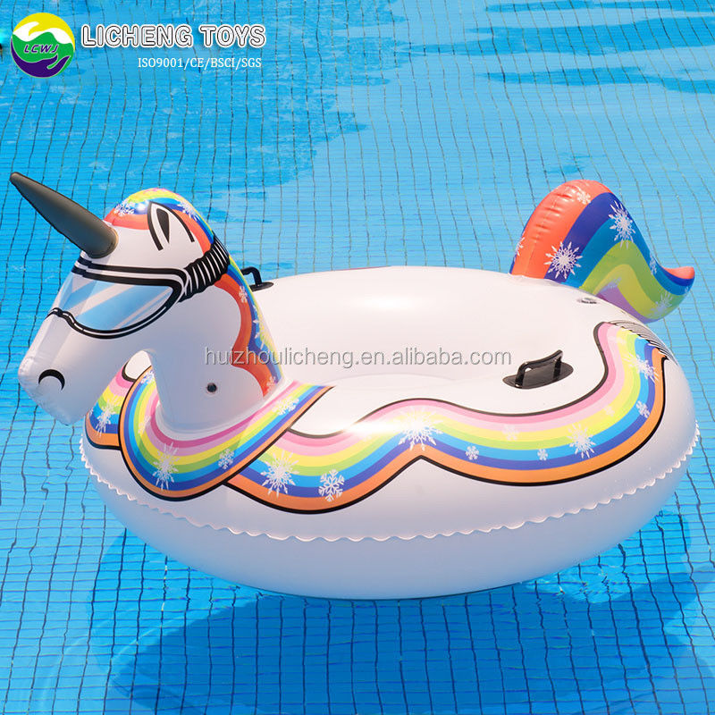 PVC Winter Inflatable Snow Toys 190CM Air Unicorn Snow Sled For Adults