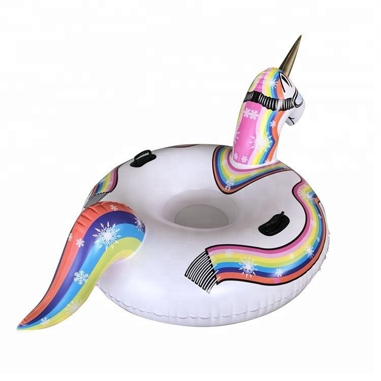 PVC Winter Inflatable Snow Toys 190CM Air Unicorn Snow Sled For Adults