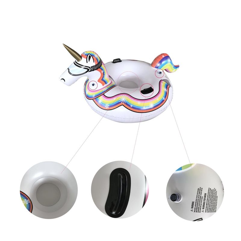 PVC Winter Inflatable Snow Toys 190CM Air Unicorn Snow Sled For Adults