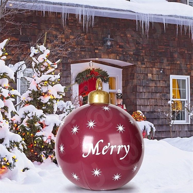 0.2mm Plastic Blow Up Snow Sled Inflatable Christmas Ball Ornament Balls  60cm