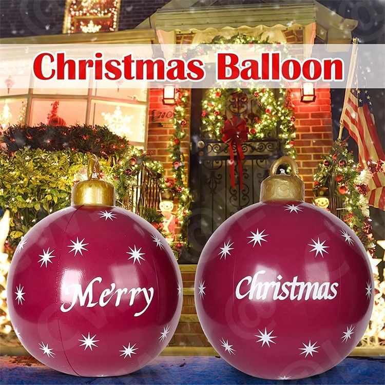 0.2mm Plastic Blow Up Snow Sled Inflatable Christmas Ball Ornament Balls  60cm