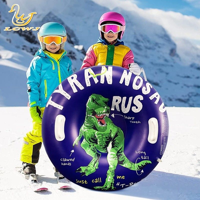 LC Children Outdoor Winter Fun Dinosaur T-rex Sled Foldable Snow Adult Portable Snow Sled Pvc Snow Tube