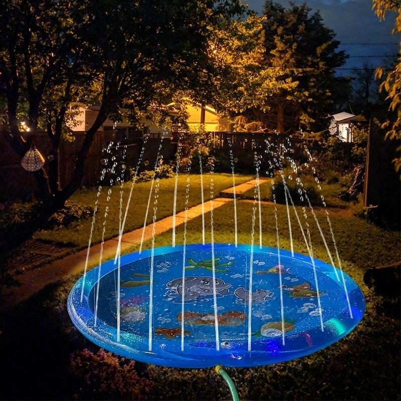 LC Upgraded Shinning Outdoor Sprinkler Pad Unisex Flash Splash Pad With LED Light