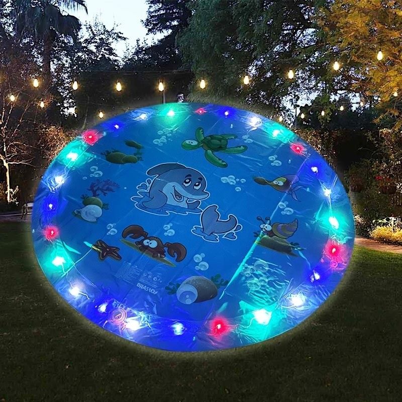 LC Upgraded Shinning Outdoor Sprinkler Pad Unisex Flash Splash Pad With LED Light