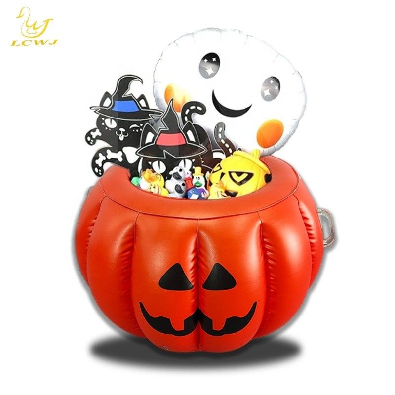 LC Halloween Pumpkin Serving Buffet Bar Cooler Food Container Drink Holder Inflatable Ice Tray For Summer BBQ Pool Party