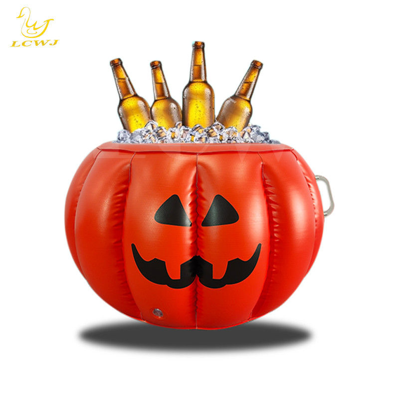 LC Halloween Pumpkin Serving Buffet Bar Cooler Food Container Drink Holder Inflatable Ice Tray For Summer BBQ Pool Party