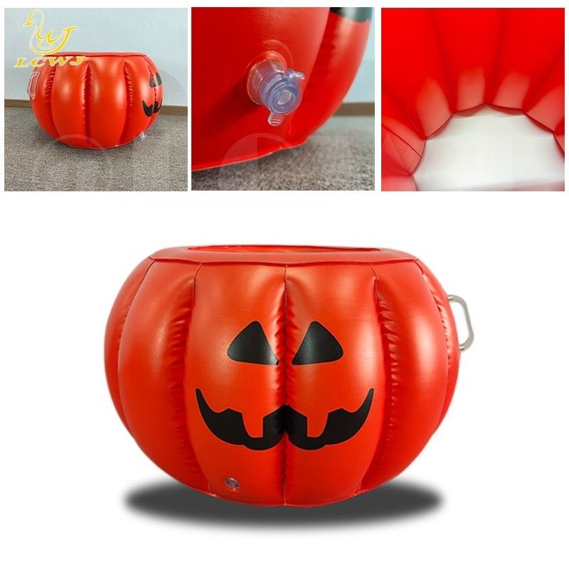 LC Halloween Pumpkin Serving Buffet Bar Cooler Food Container Drink Holder Inflatable Ice Tray For Summer BBQ Pool Party