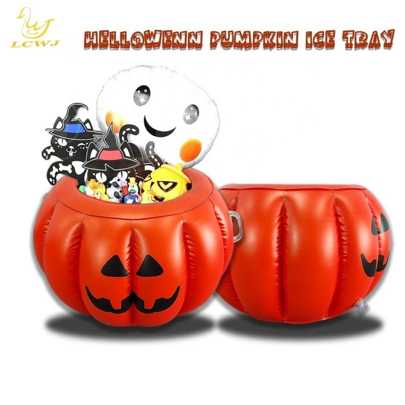LC Halloween Pumpkin Serving Buffet Bar Cooler Food Container Drink Holder Inflatable Ice Tray For Summer BBQ Pool Party